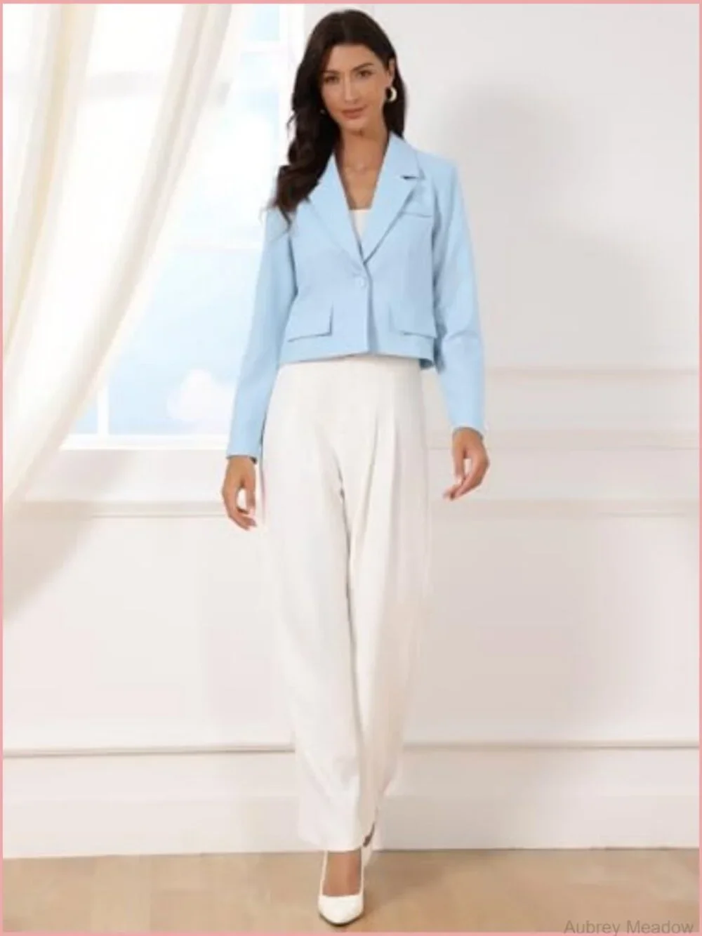 Cropped Blazer Notched Collar Long Sleeve Suit Jacket Business Casual Blazers